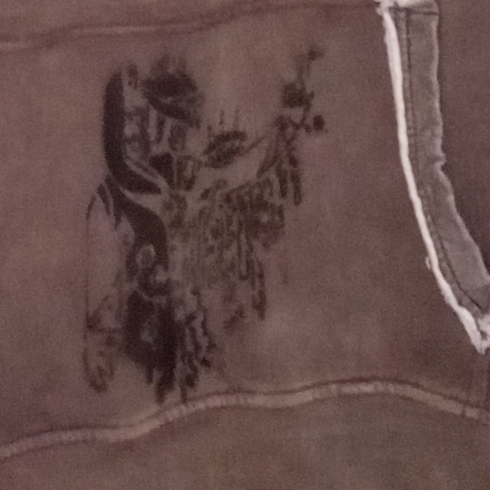Women's Brown Hoodie with Patterned Accents. Hand Crafted Dyed With Funky Dude - Picture 3 of 9